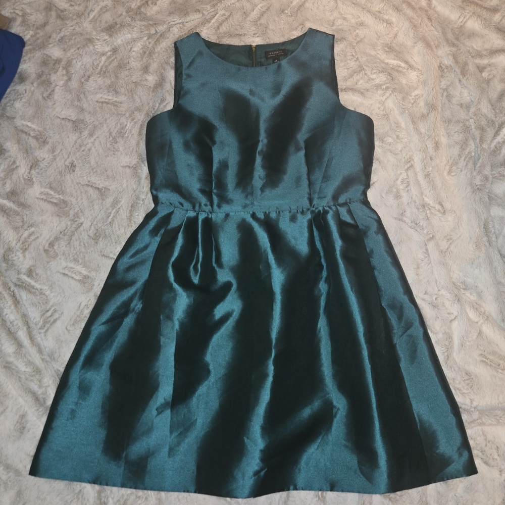 Emerald Green Jewel Satin Fit & Flare Cockail Dress 16 - Picture 3 of 10